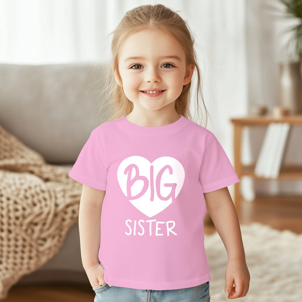 Big Sister Shirt Heart Big Sister Announcement Shirt Toddler Girl Promoted Outfit Baby Girls tee