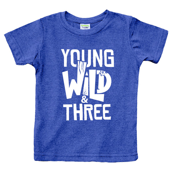 Young Wild and Three Boy 3rd Birthday Toddler Shirt 3 Year Old Outfit Boys Third Party Tshirt