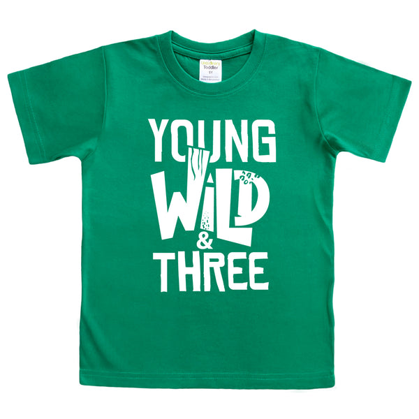 Young Wild and Three Boy 3rd Birthday Toddler Shirt 3 Year Old Outfit Boys Third Party Tshirt