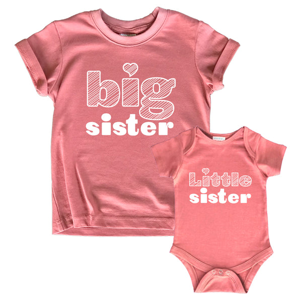Big Sister Little Sister Outfits Matching Shirts Sibling Gifts girls newborn baby set