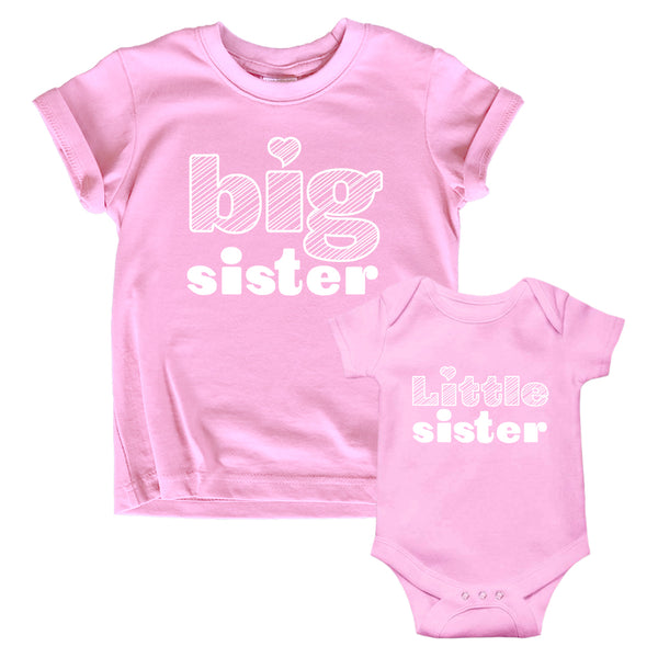 Big Sister Little Sister Outfits Matching Shirts Sibling Gifts girls newborn baby set