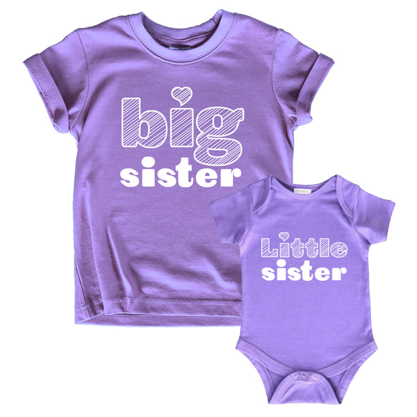 Big Sister Little Sister Outfits Matching Shirts Sibling Gifts girls newborn baby set