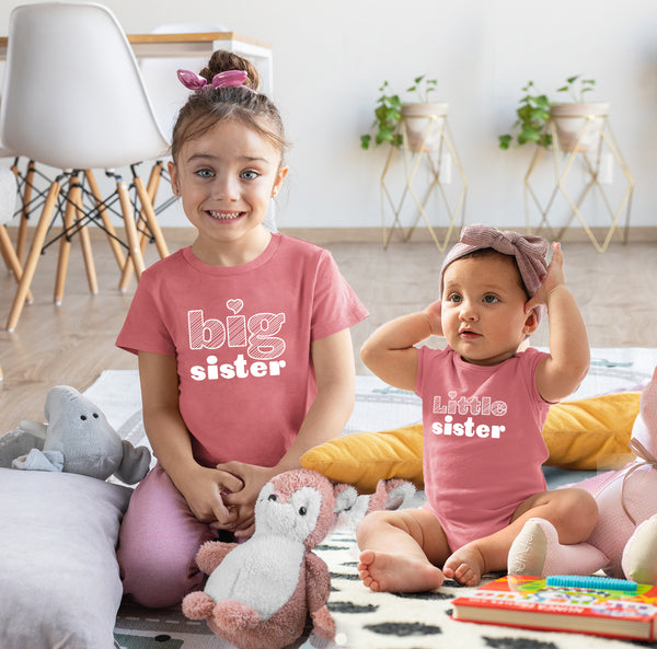 Big Sister Little Sister Outfits Matching Shirts Sibling Gifts girls newborn baby set