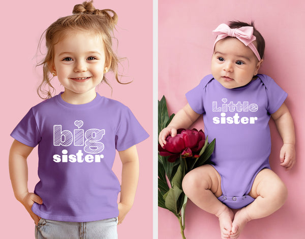 Big Sister Little Sister Outfits Matching Shirts Sibling Gifts girls newborn baby set