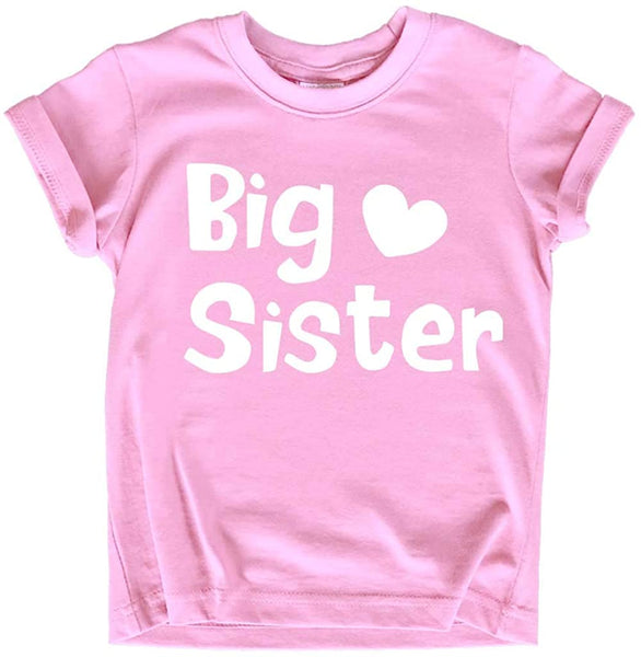 Big Sister Shirt Toddler Girl Promoted Outfit Baby Girls Announcement Heart tee