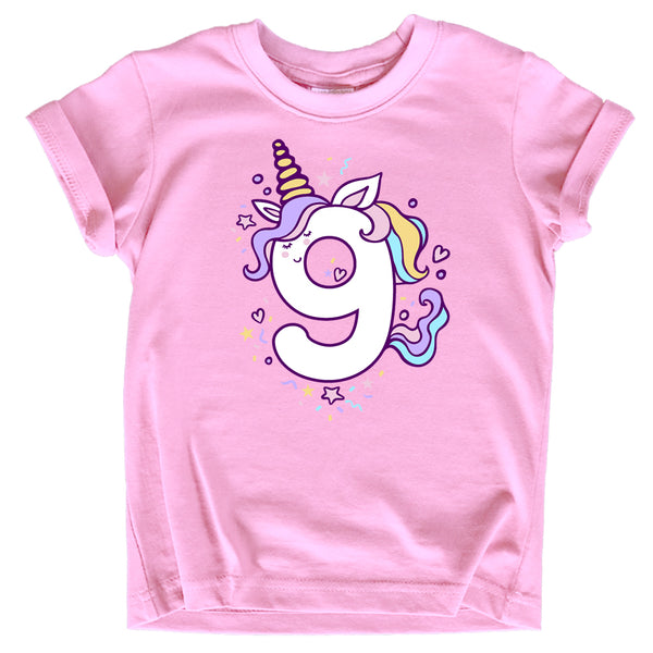 Unicorn 9th Birthday Shirts for Toddler Girls Outfit 9 Year Old Ninth Nine Shirt