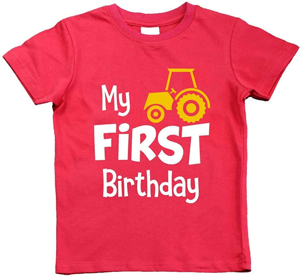 First Birthday boy Outfit My 1st Tractor Shirt Construction one Year Old Gifts