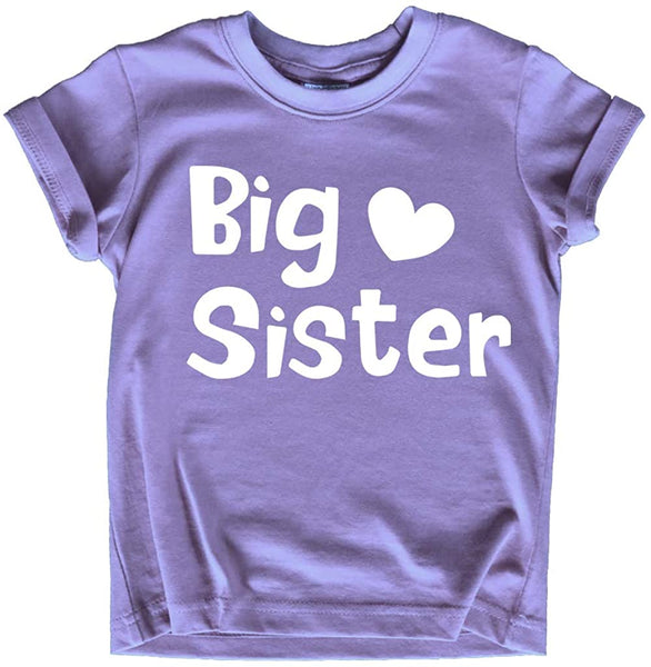 Big Sister Shirt Toddler Girl Promoted Outfit Baby Girls Announcement Heart tee