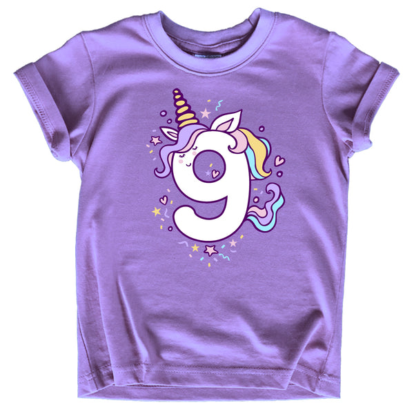 Unicorn 9th Birthday Shirts for Toddler Girls Outfit 9 Year Old Ninth Nine Shirt