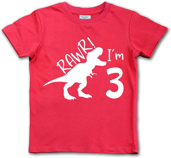 Rawr im 3 Dinosaur 3rd Birthday Shirt boy | Roar Three Year Old Dino Tshirt | rex Green