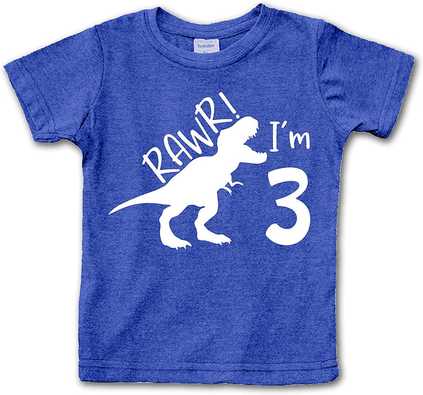 Rawr im 3 Dinosaur 3rd Birthday Shirt boy | Roar Three Year Old Dino Tshirt | rex Green
