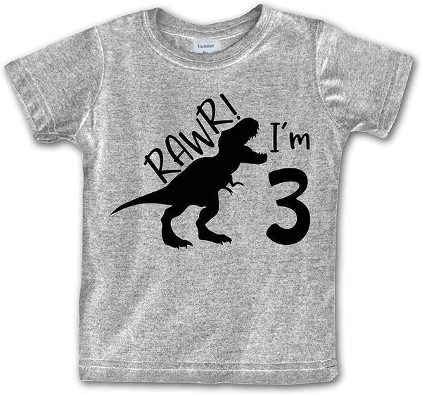 Rawr im 3 Dinosaur 3rd Birthday Shirt boy | Roar Three Year Old Dino Tshirt | rex Green