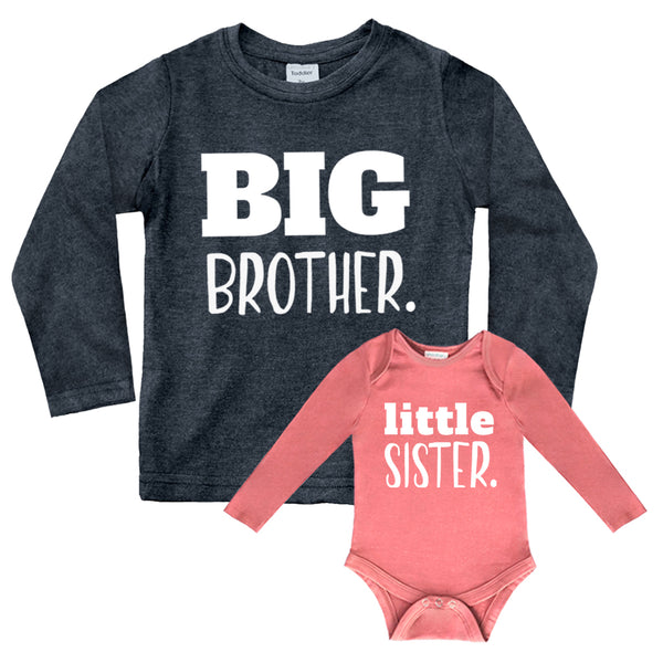 Big Brother Little Sister Outfits Shirt Sibling Shirts Matching Baby Newborn Girl Outfit