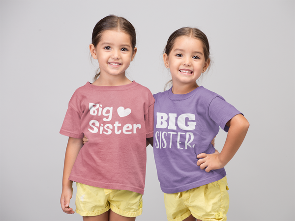 Big Sister Shirt Toddler Girl Promoted Outfit Baby Girls Announcement Heart tee