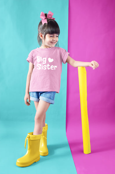 Big Sister Shirt Toddler Girl Promoted Outfit Baby Girls Announcement Heart tee
