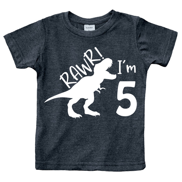 rawr im 5 Dinosaur 5th Birthday Shirt boy Roar Five Year Old Dino Tshirt rex tee