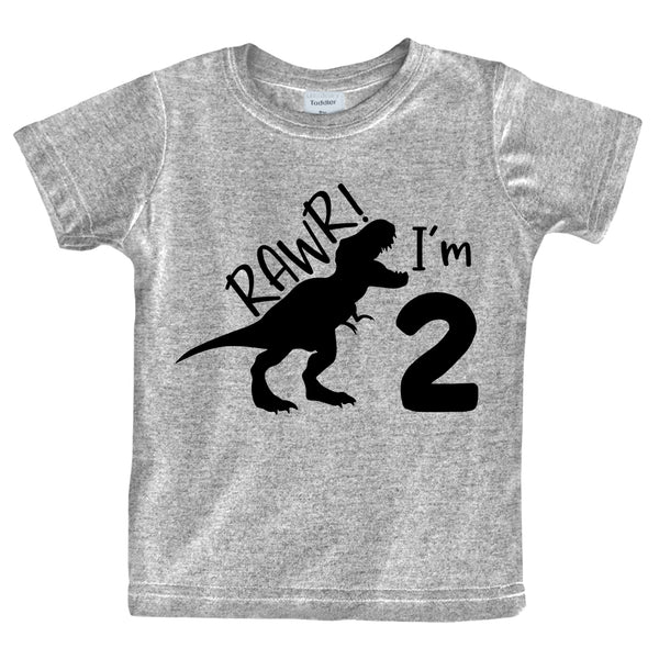 2nd Birthday Shirt boy Dinosaur rawr im 2 Toddler Two Year Old Second Dino Outfit