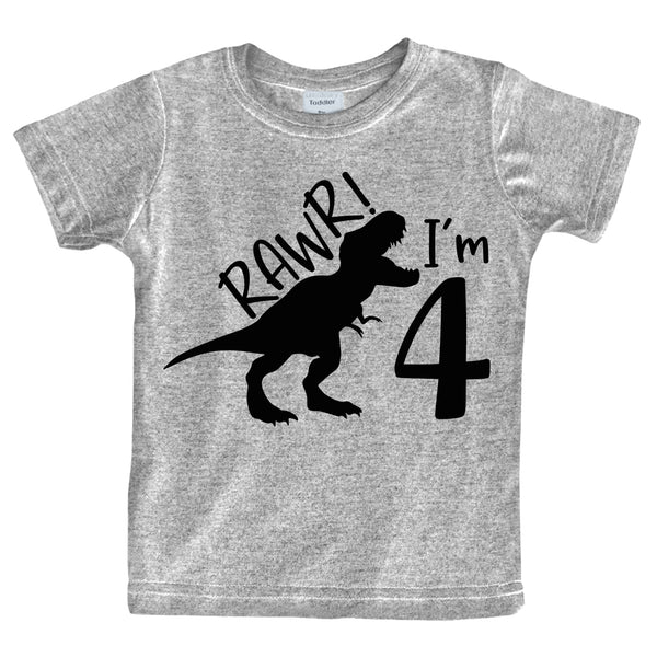 rawr im 4 Year Old boy Shirt Roar 4th Birthday Shirt boy Four Dinosaur Tshirt