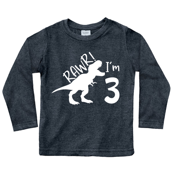 Rawr im 3 Dinosaur 3rd Birthday Shirt boy | Roar Three Year Old Dino Tshirt | rex Green