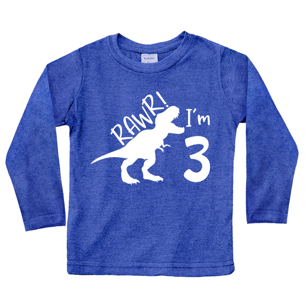 Rawr im 3 Dinosaur 3rd Birthday Shirt boy | Roar Three Year Old Dino Tshirt | rex Green