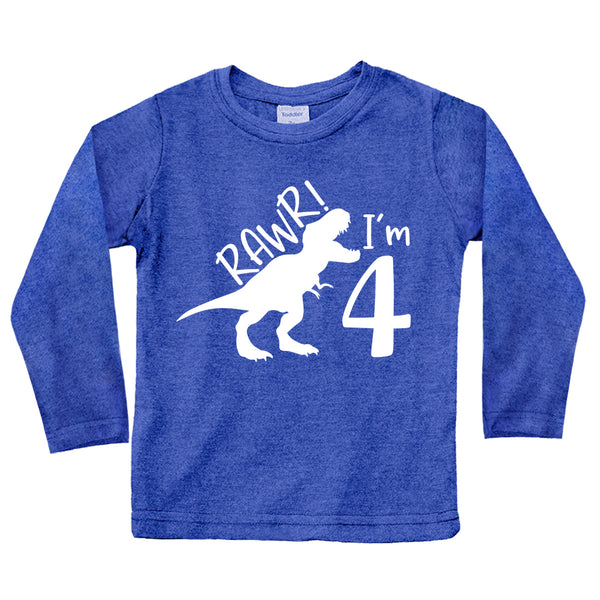 rawr im 4 Year Old boy Shirt Roar 4th Birthday Shirt boy Four Dinosaur Tshirt