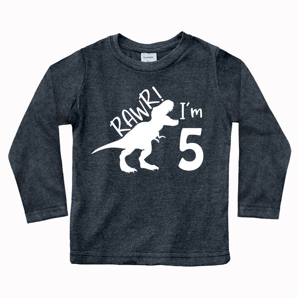 rawr im 5 Dinosaur 5th Birthday Shirt boy Roar Five Year Old Dino Tshirt rex tee