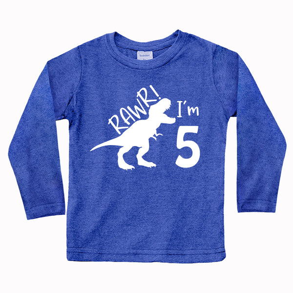 rawr im 5 Dinosaur 5th Birthday Shirt boy Roar Five Year Old Dino Tshirt rex tee