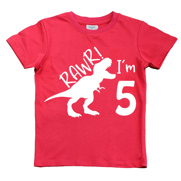 rawr im 5 Dinosaur 5th Birthday Shirt boy Roar Five Year Old Dino Tshirt rex tee