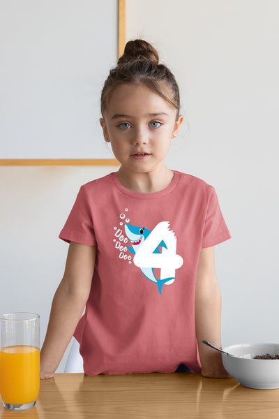 4th Birthday Shirt Girls Baby Shark Fourth Four 4 Year Old Toddler Outfit Shark doo
