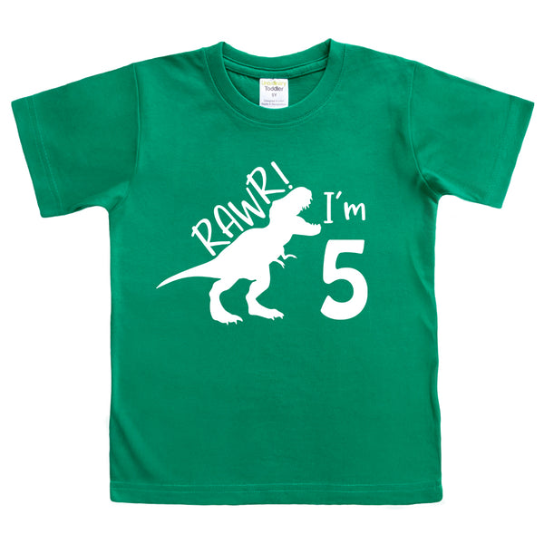 rawr im 5 Dinosaur 5th Birthday Shirt boy Roar Five Year Old Dino Tshirt rex tee
