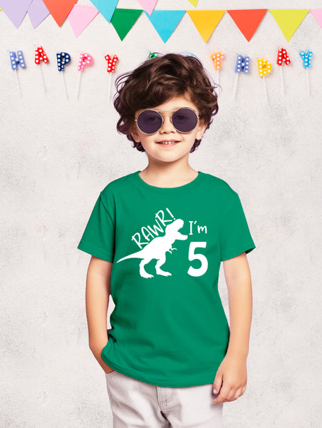 rawr im 5 Dinosaur 5th Birthday Shirt boy Roar Five Year Old Dino Tshirt rex tee