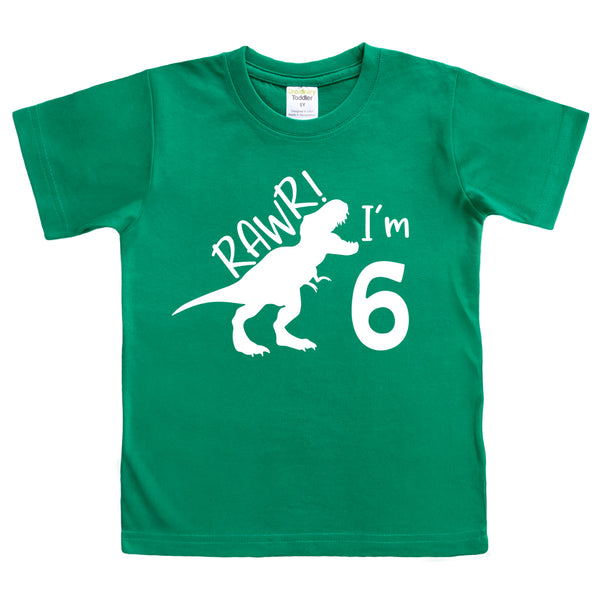 rawr im 6 dinosaur 6th birthday shirt boy 6 year old dino tshirts roar six bday
