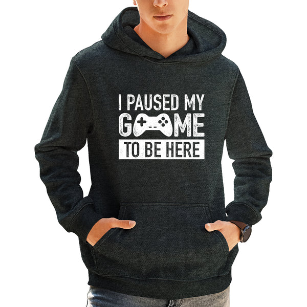 Funny Gamer Hoodie for Boys I Paused My Game to Be Here Pullover Sweatshirt Gift for Video Game Lovers Fleece Casual Outfit