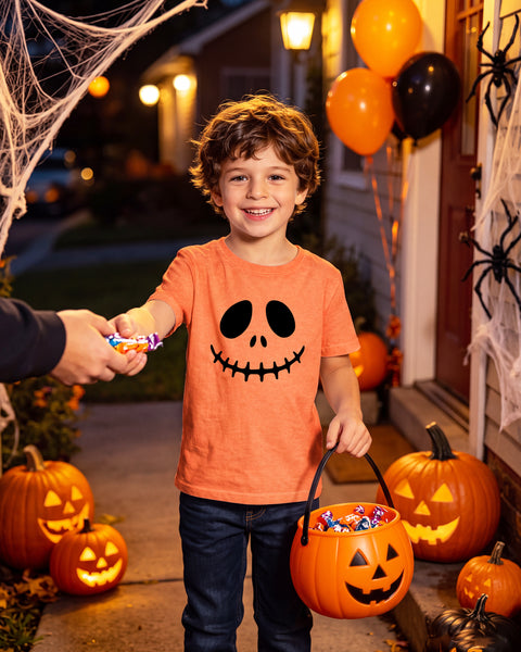 Kids Halloween Shirt for Toddler Boys Girls Jack O Lantern Pumpkin Funny Ghost Skull Shirts Trick or Treat Party Costume Tee
