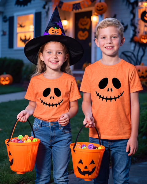 Kids Halloween Shirt for Toddler Boys Girls Jack O Lantern Pumpkin Funny Ghost Skull Shirts Trick or Treat Party Costume Tee