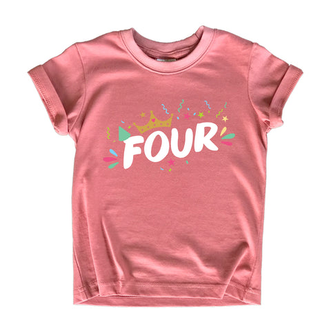 4th Birthday Girl Outfit Crown 4 Year Old Birthday Shirt Toddler Fourth yr Four