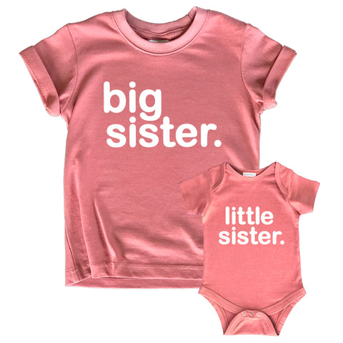 big sister little sister matching outfits shirts set baby toddler newborn girls