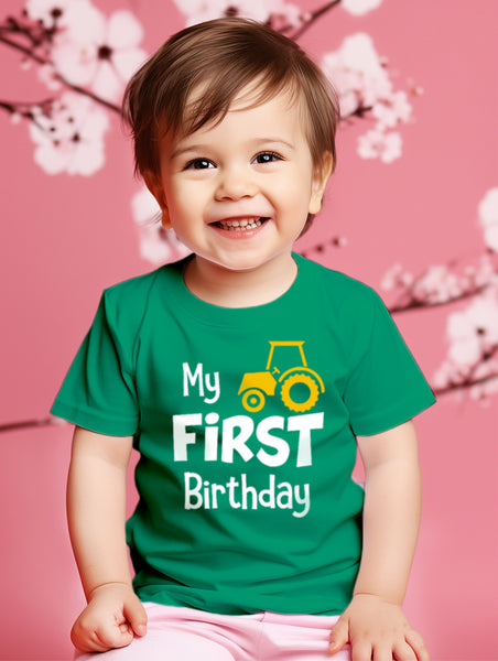 First Birthday boy Outfit My 1st Tractor Shirt Construction one Year Old Gifts