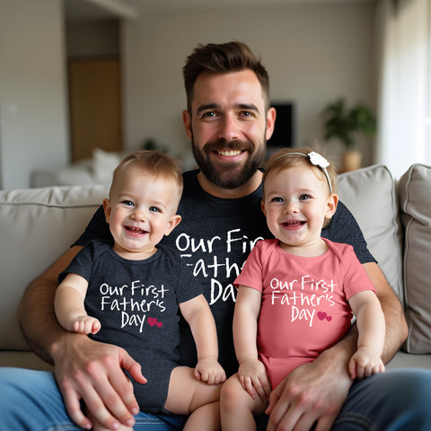 Our First Fathers Day Father Son Matching Shirts Father Daughter Gift for Father's