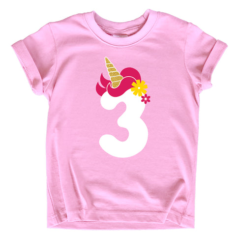 3rd Birthday Girl Outfit Unicorn 3 Year Old Toddler Third Birthday Girl Shirt 3t