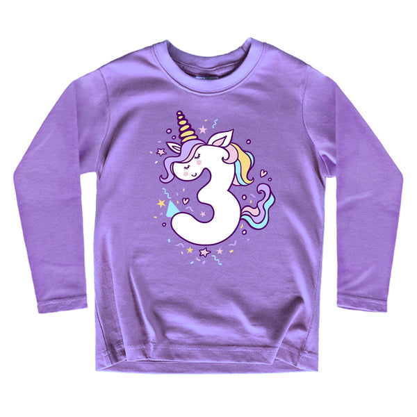 Unicorn 3rd Birthday Shirts for Girls Toddler Outfit 3 Year Old Girl Third Three Shirt