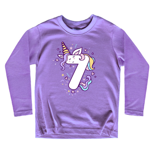 Unicorn 7th Birthday Shirts for Toddler Girls Outfit 7 Year Old Seventh Seven Shirt