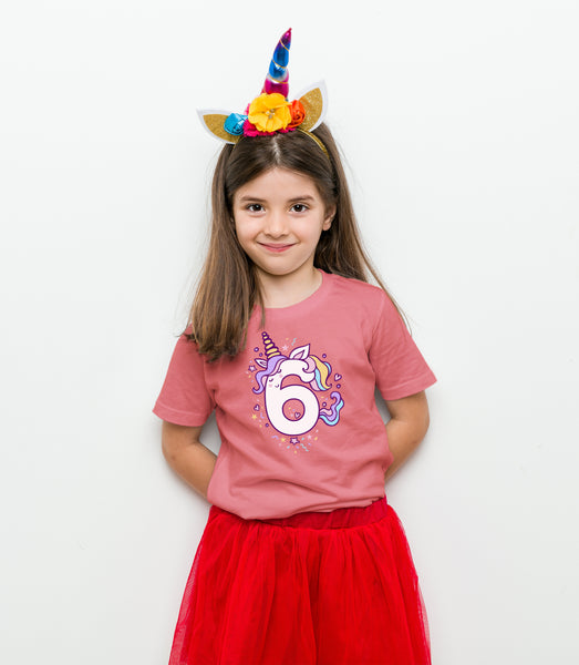 Unicorn 6th Birthday Shirts for Toddler Girls Outfit 6 Year Old Sixth Six Shirt