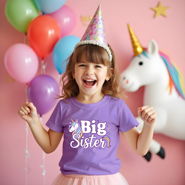 Big Sister Shirt Pregnancy Announcement Toddler Girl Unicorn Shirts Promoted to Girls Outfit New Baby Pregnancy Reveal Gift