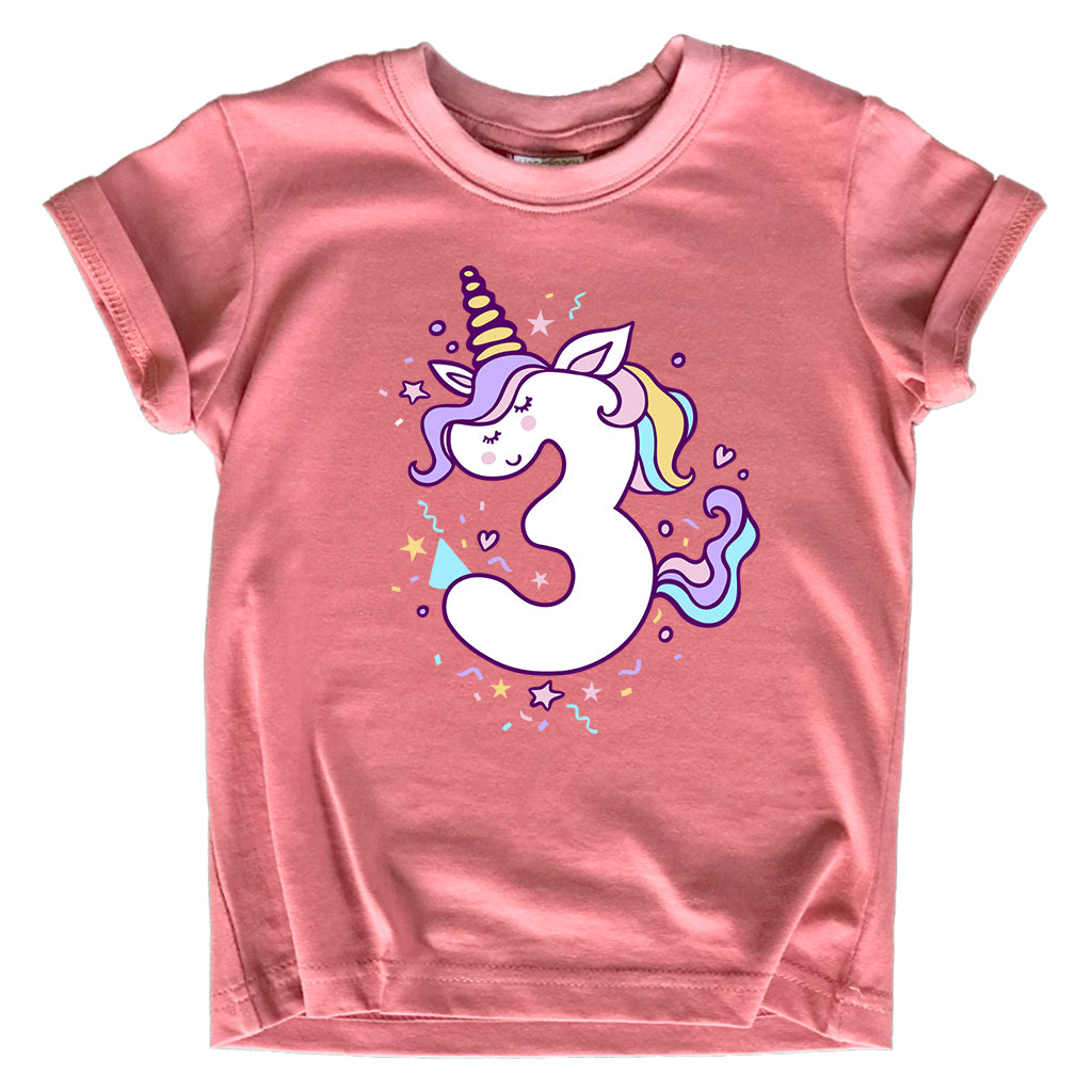 Unicorn 3rd Birthday Shirts for Girls Toddler Outfit 3 Year Old Girl Third Three Shirt