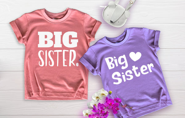Big Sister Shirt Toddler Girl Promoted Outfit Baby Girls Announcement Heart tee