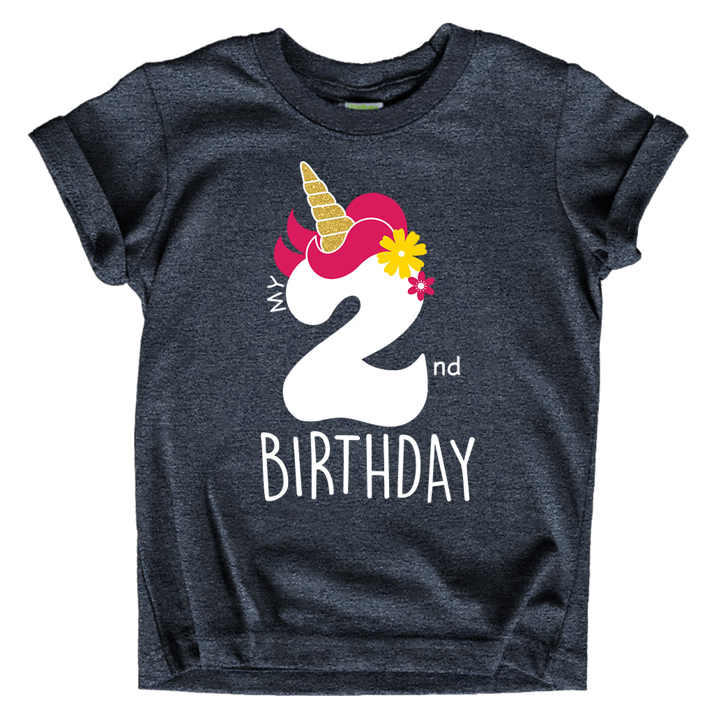 Unicorn 2nd Birthday Outfits for Toddler Girls Two Year Old 2 Shirt Girl Second