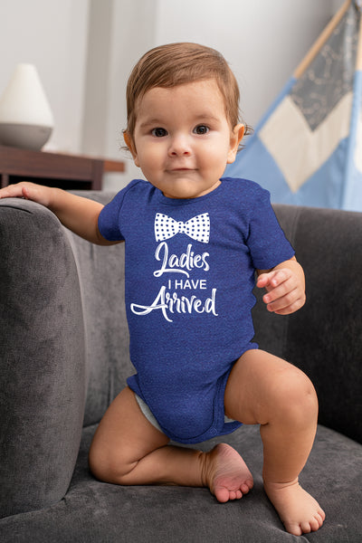 ladies i have arrived baby boy outfit hello ladies man funny newborn announcement