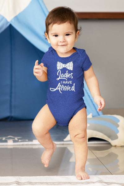 ladies i have arrived baby boy outfit hello ladies man funny newborn announcement
