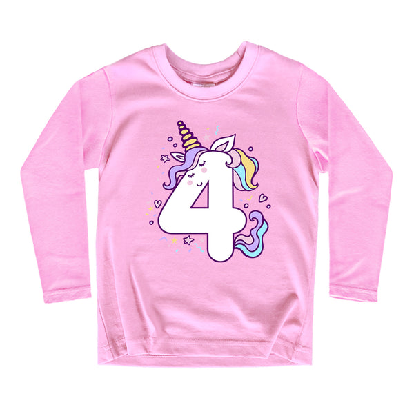 Unicorn 4th Birthday Shirts for Toddler Girls Outfit 4 Year Old Fourth Four Shirt